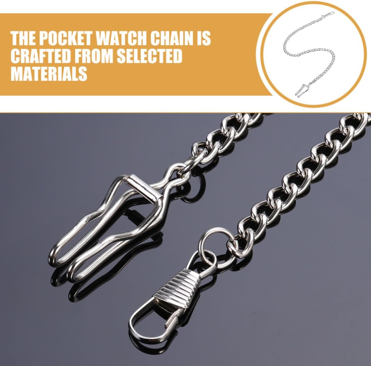 2pcs Pocket Watch Chain Alloy Silver Adjustable Vest Chain