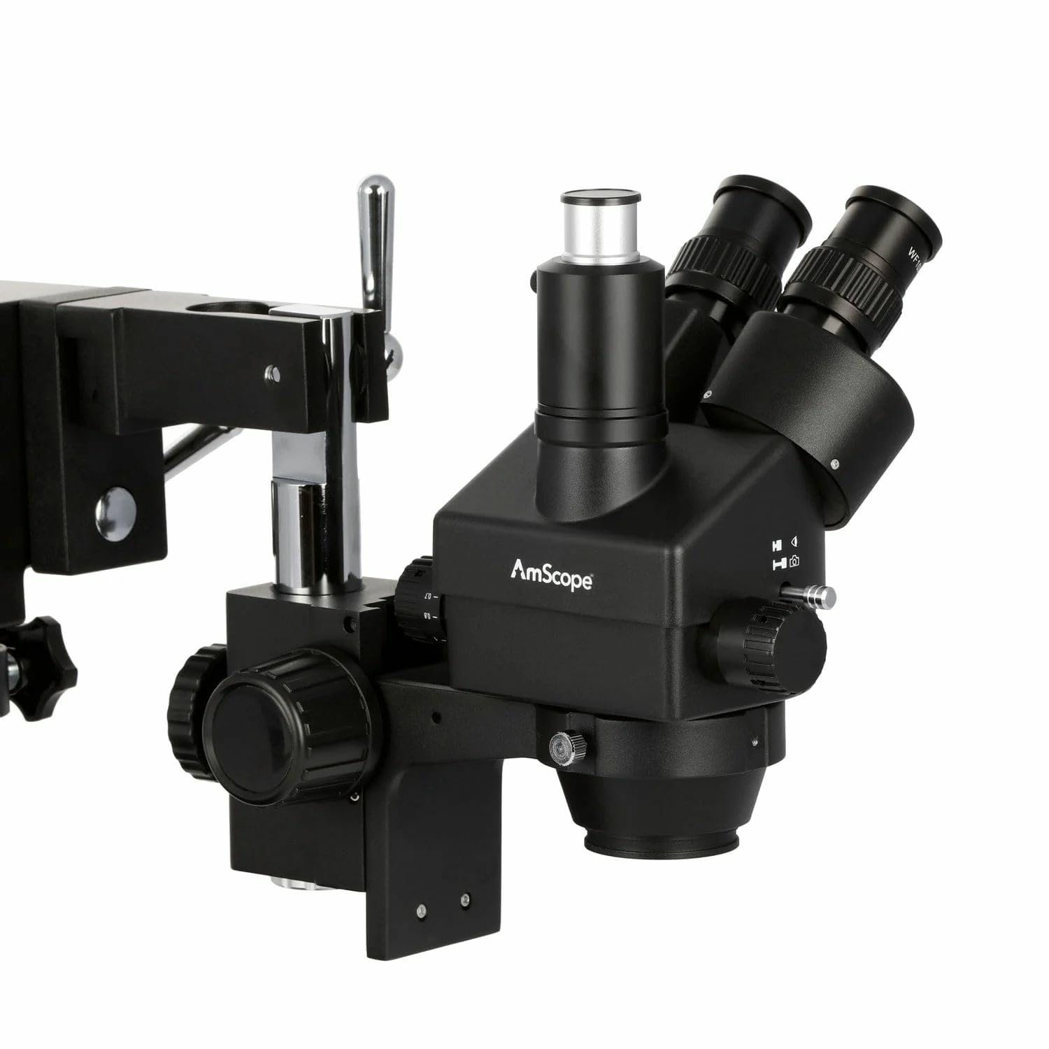 AmScope - 3.5X-180X Microscopio Estéreo Trinocular Zoom con Soporte Negro de Brazo Doble - SM-4TZZ-B
