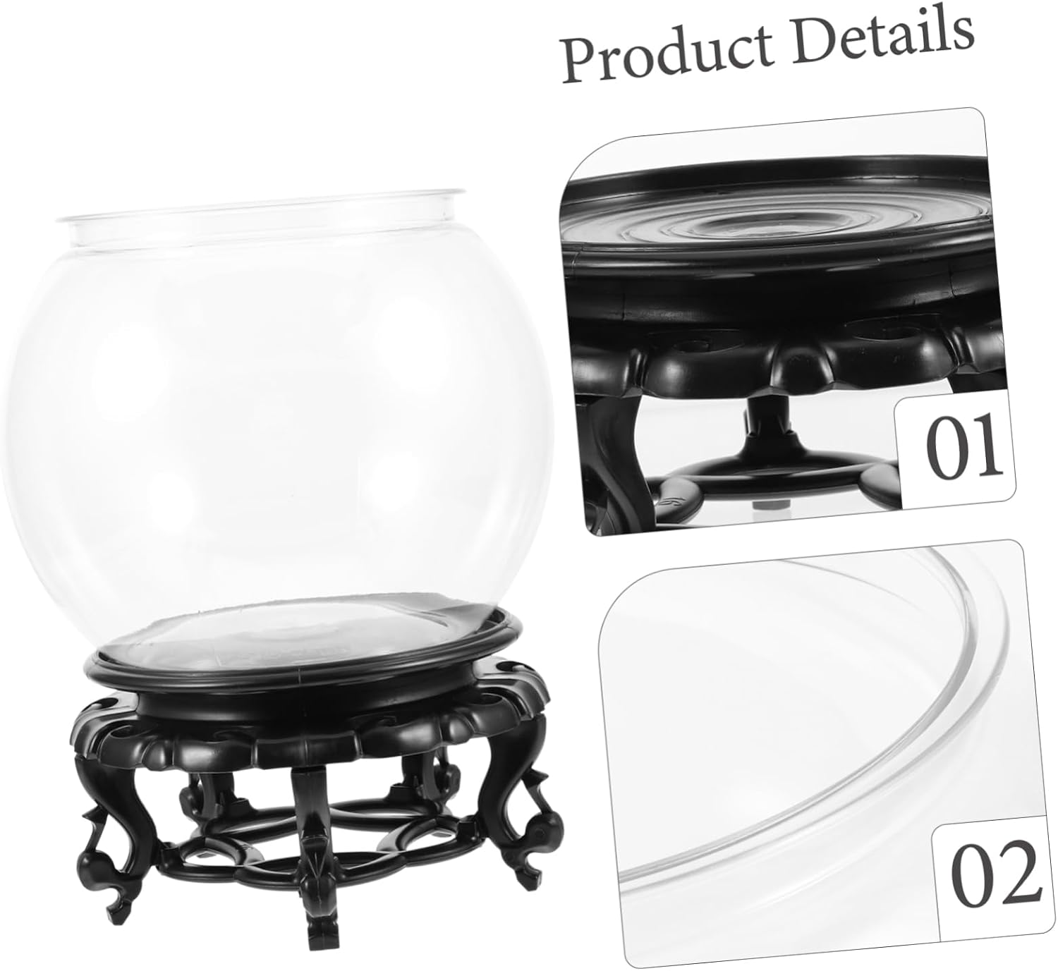 1set Fish Bowl Base Lightweight Plastic Aquarium for Betta and Shrimp for Home Office and Decoration Safe and Design