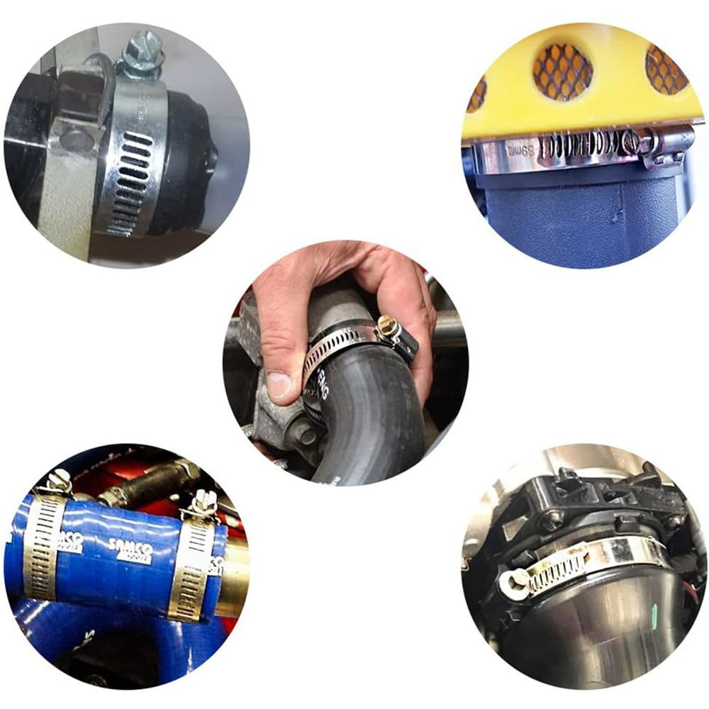 Abrazaderas de manguera de acero inoxidable 304 de 3/8" a 5/8" - Abrazaderas de tornillo sin fin ajustables para conexiones de mangueras de automóviles y jardín, 8,8, 10,5 mm