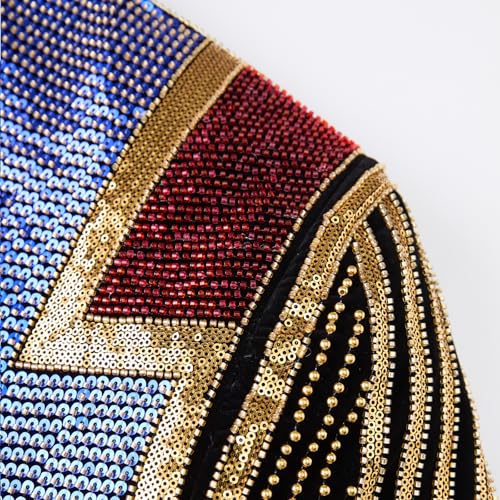 GHNXCY Men's Sequin Blazer, Floral Tuxedo Jacket, Lapel Suit for Party Wedding Banquet Prom (US, Alpha, X-Large, Regular, Regular, Multicolored) — view 4