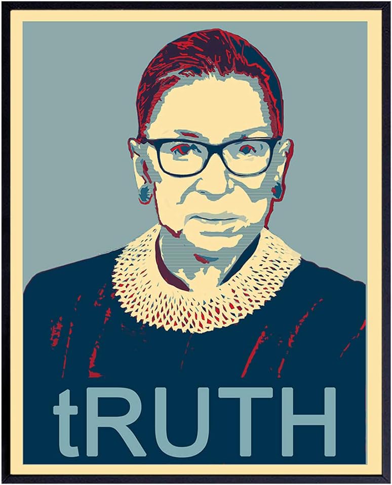 Ruth Bader Ginsburg tRUTH Wall Art Print - Vintage Funny RBG Home Decor Poster - Chic Modern Home Decor -Great Gift for Women, Feminists, Liberals, Democrat, Politics Fans, Office 8x10 Photo Unframed