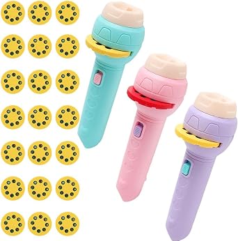 3 Sets Toddler Projection Flashlight, Projector, Slide Lamp Night Light Toy with 56 Images for Kids Boys Girls