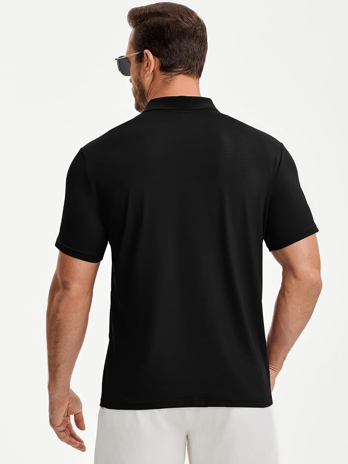 JMIERR Mens Casual Polo Shirt Summer Buttonless Short Sleeve Moisture Wicking Quick Dry Henley Golf Shirts