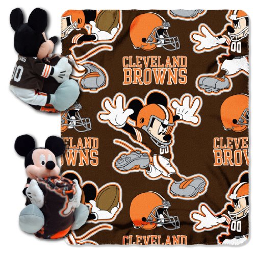 Northwest NFL Cleveland Browns Unisex-Adult Character Hugger Pillow & Fleece Throw Blanket Set, 40