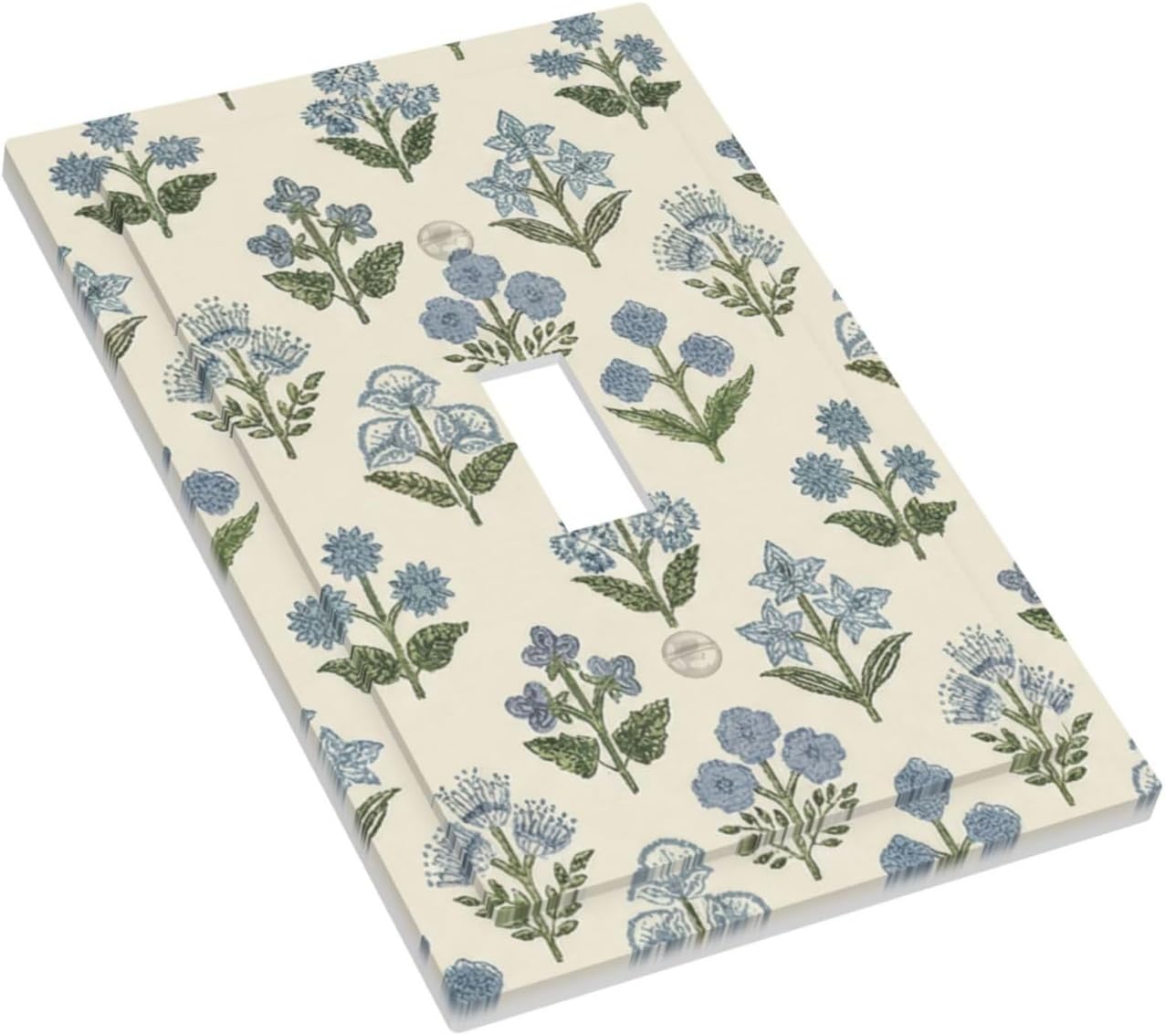 Beige Vintage Blue Floral Boho Flower Decorative 1 Gang Light Switch Cover Single Toggle Switch Wall Plate Cover Electrical Switchplate Faceplat Room Decor image 4