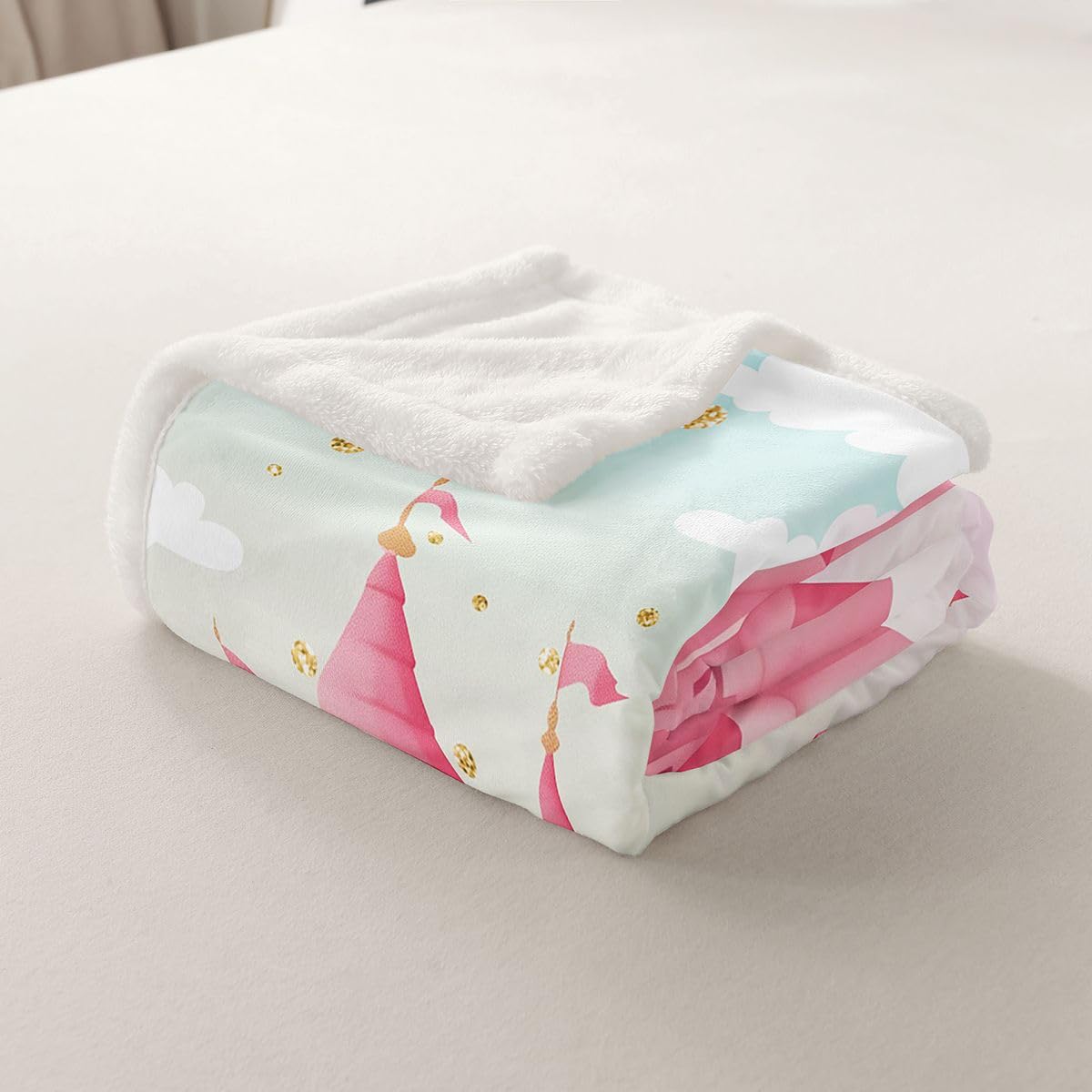 Homewish Castle Marzycielska księżniczka kawaii szerpa koc ombre chmura puszysty pluszowy narzuta brokat uroczy koc polarowy - kreskówka dekoracja na łóżko kanapę Twin 152 cm x 203 cm