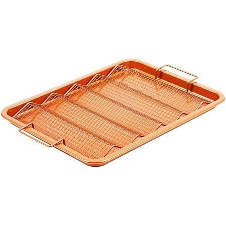 Amazon Com Copper Chef Oven Crisper Tray For Bacon More Baking Sheet Air Crisper Pan Use Hot Air To Crisp Fry Bacon Without Oil Or Fat Non