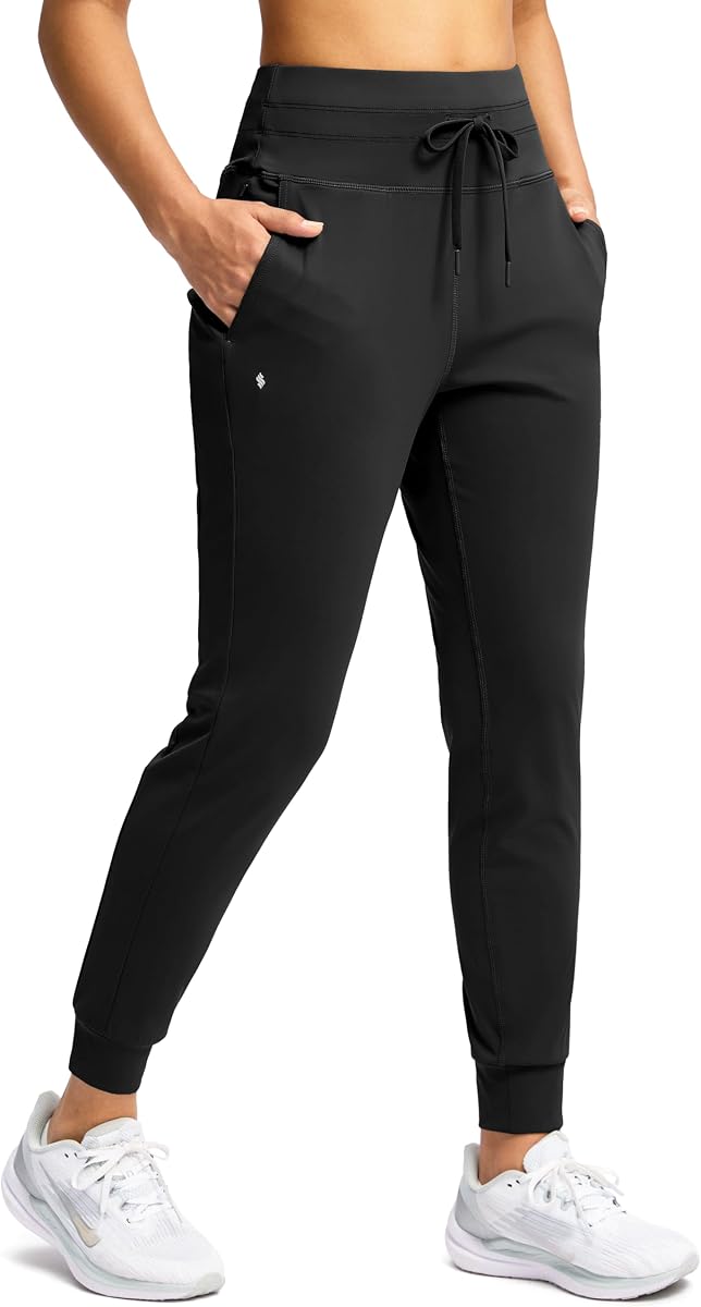 Soothfeel Pantalones deportivos para mujer con bolsillos con cremallera, pantalones deportivos de cintura alta, pantalones deportivos para entrenamiento, correr, yoga