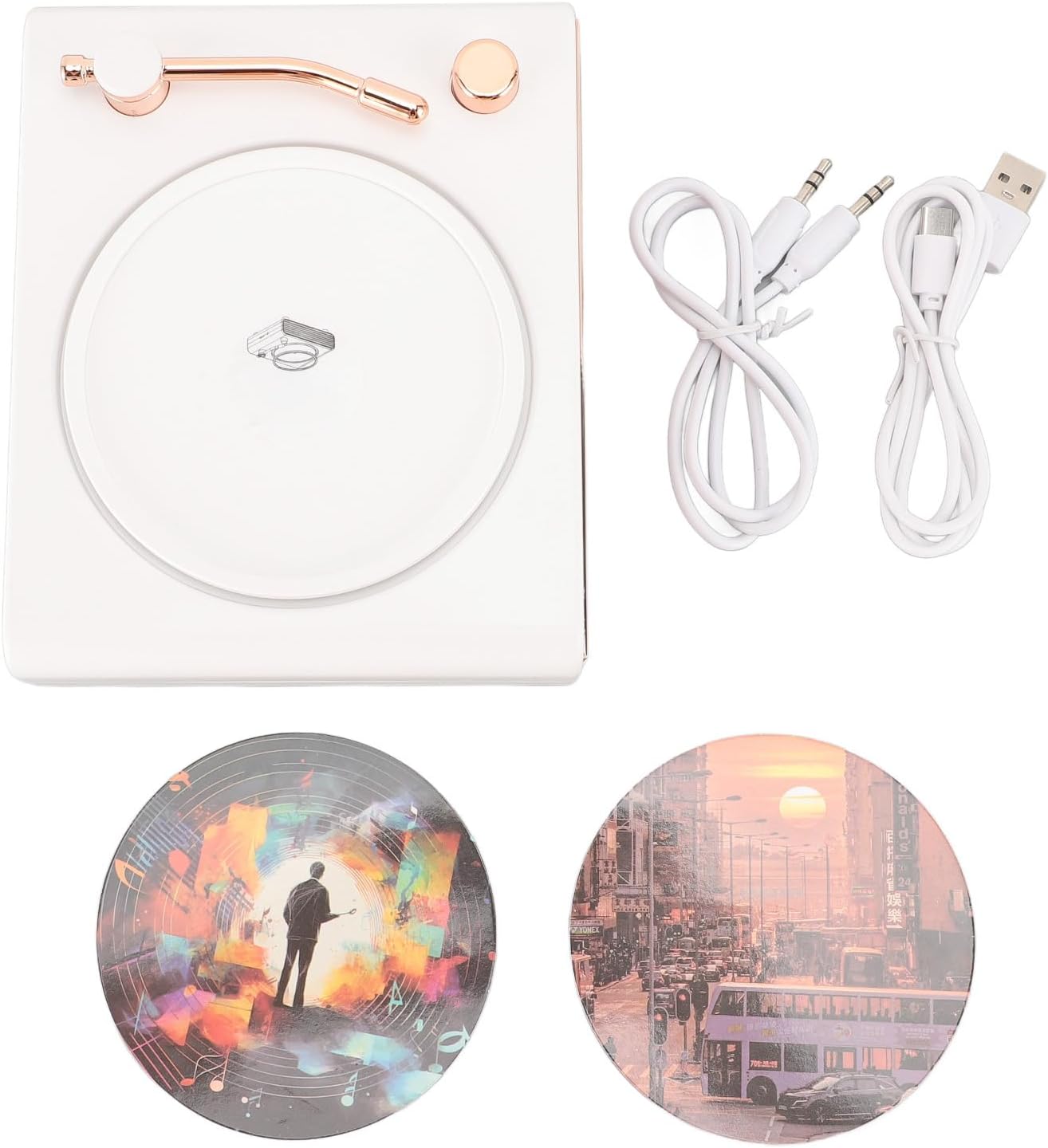 Vintage Speaker, Immersive 360° Sound Experience HiFi Speaker 1200mAh Lithium Battery for Kitchen (White)