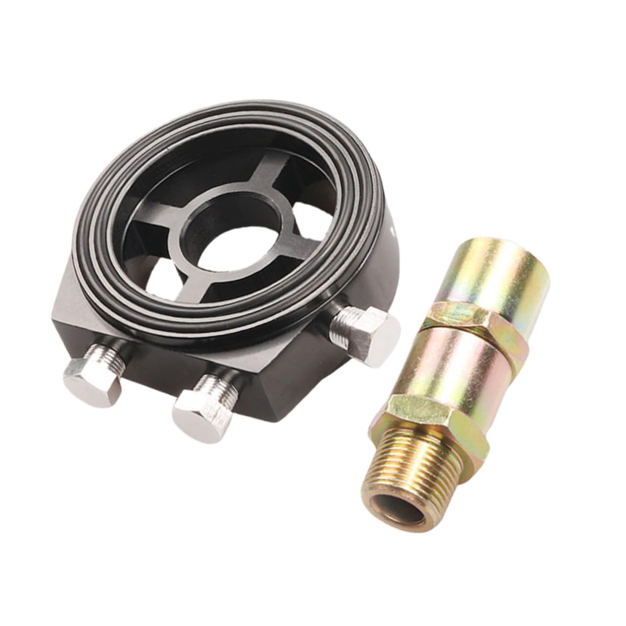 Gatuida 2pcs Black Aluminum Oil Pressure Gauge Filter Sandwich Plate Kit for Cooling Easy Installation Fit for Models
