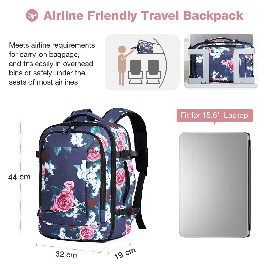Lekespring Zaino Ryanair 40x20x25 - Zaino da Viaggio Aereo Bagaglio a Mano per Donne e Uomini, Bagaglio a Mano 40x20x25 Ryanair, Borsa Cabina con 6 Sacchetti Organizzatori per Scuola D'affari Casual