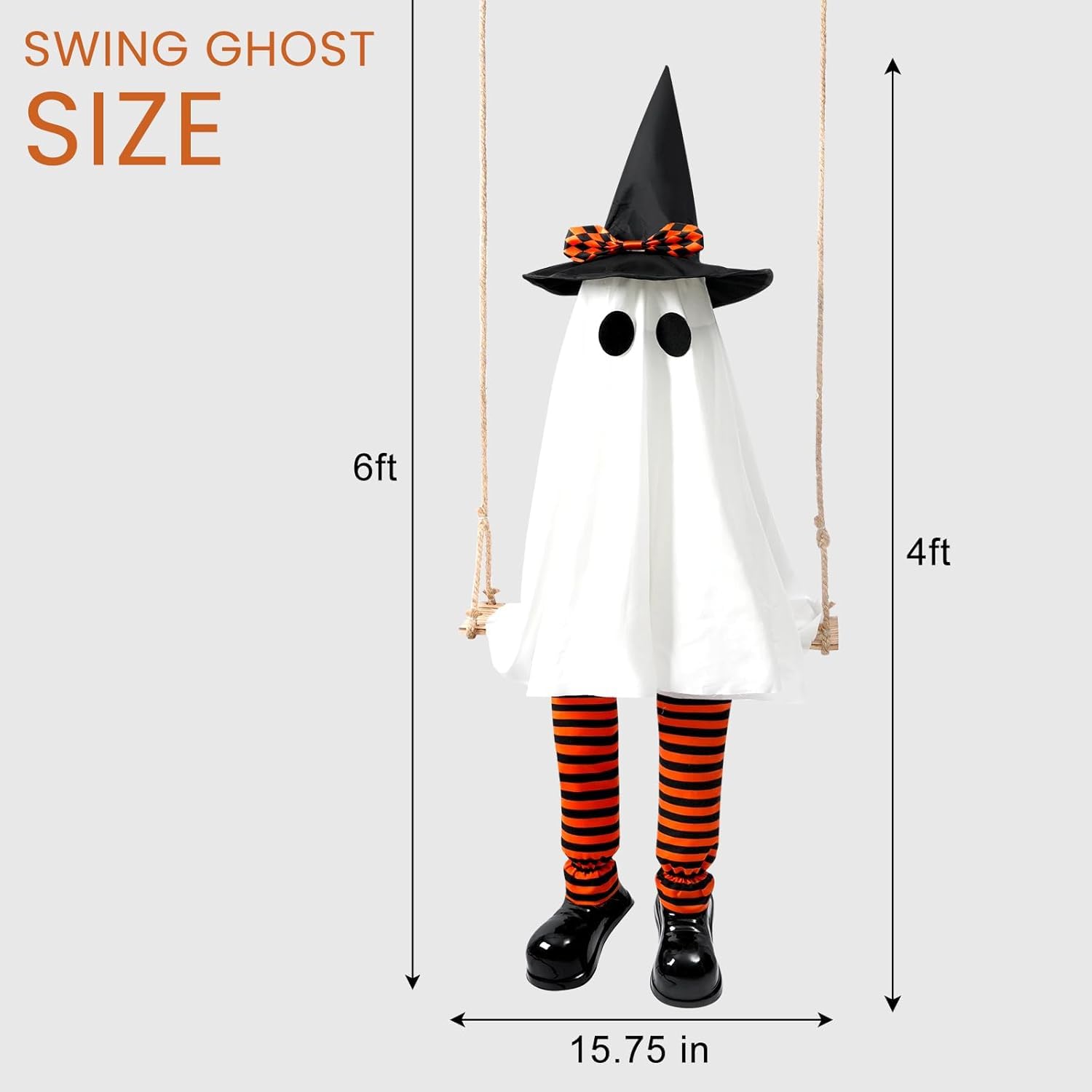 Dekoracje na Halloween na zewnątrz – 15 m wiszący duch dekoracja | podświetlane upiorne duchy na werandę, podwórko, trawnik, dekoracja na zewnątrz, dekoracja halloweenowa dla świątecznej atmosfery