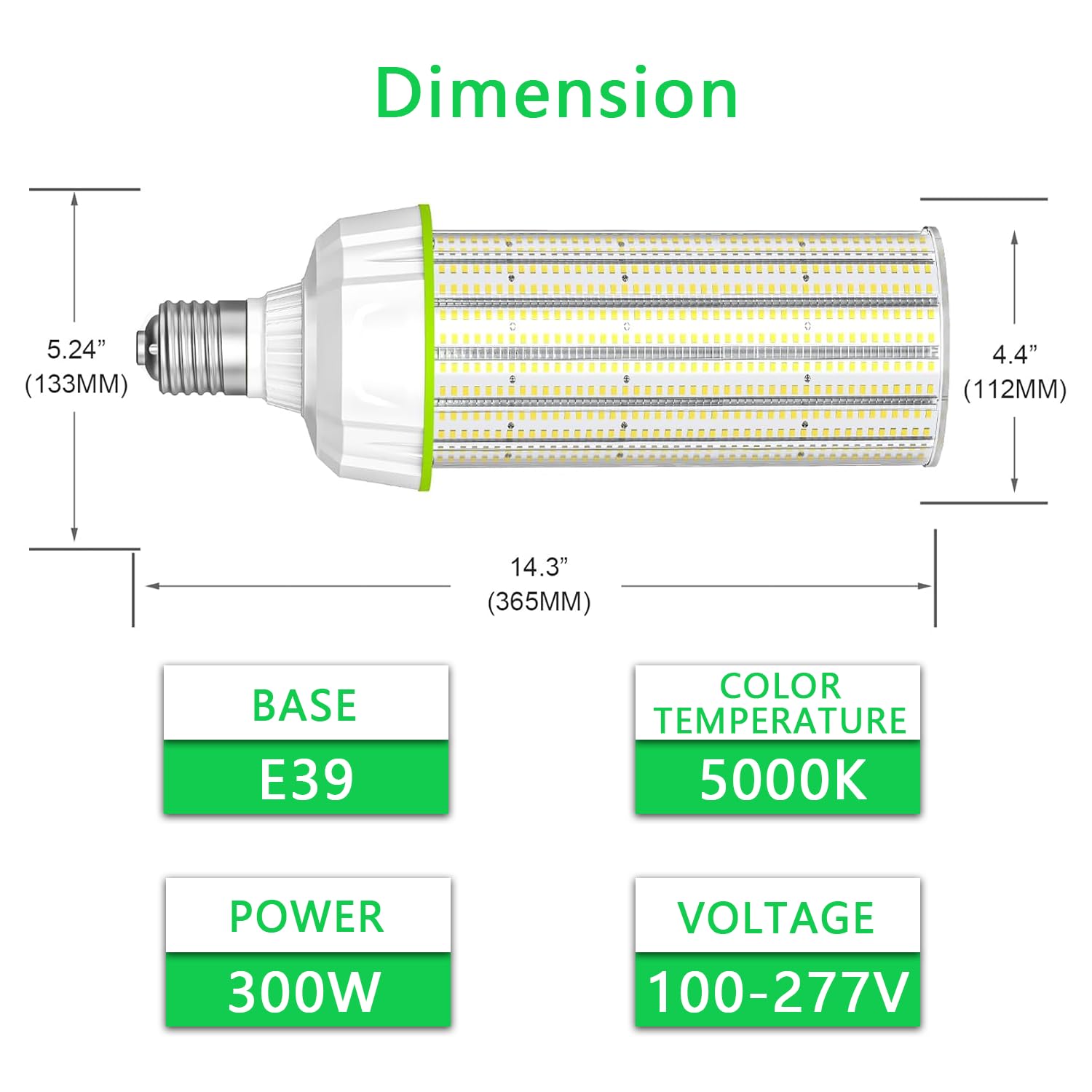 12 Pack 300W LED Corn Light Bulb UL Listed 46 500LM LED Cob Corn Bulb E39 Base 5000K — view 4
