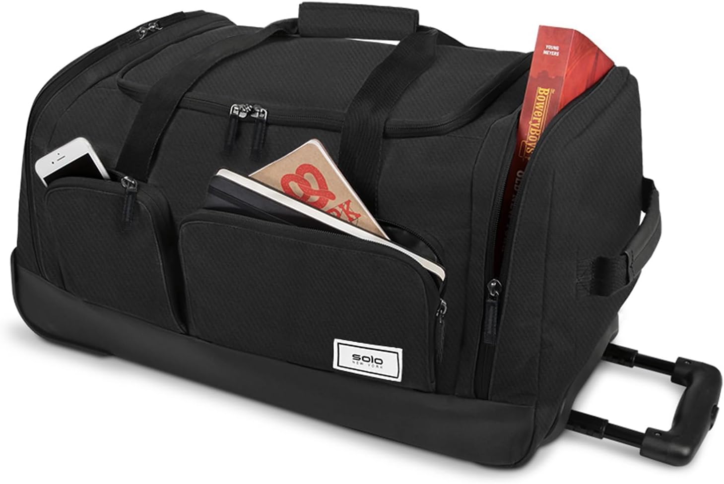 Solo New York Leroy Carry-On Wheeled Duffle Bag, 49L Capacity, Black - Made from Recycled Materials, 22 Inch
