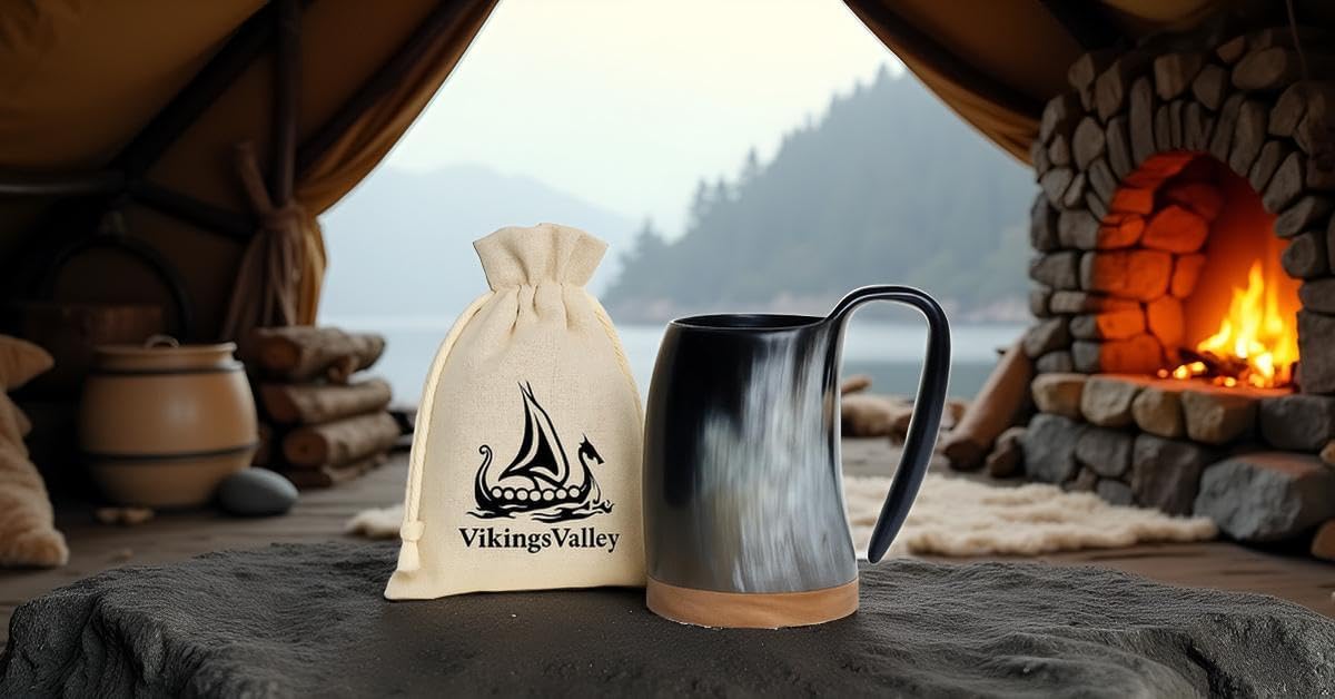 Viking Horn Mug - 100% Authentic 8oz - Ultimate Unique Handmade Ox Horn Norse Mug for Hot & Cold Drinks- Viking Gift for Men and Women- Food Grade Medieval Style Man's Beer & Mead Cup - Image 4