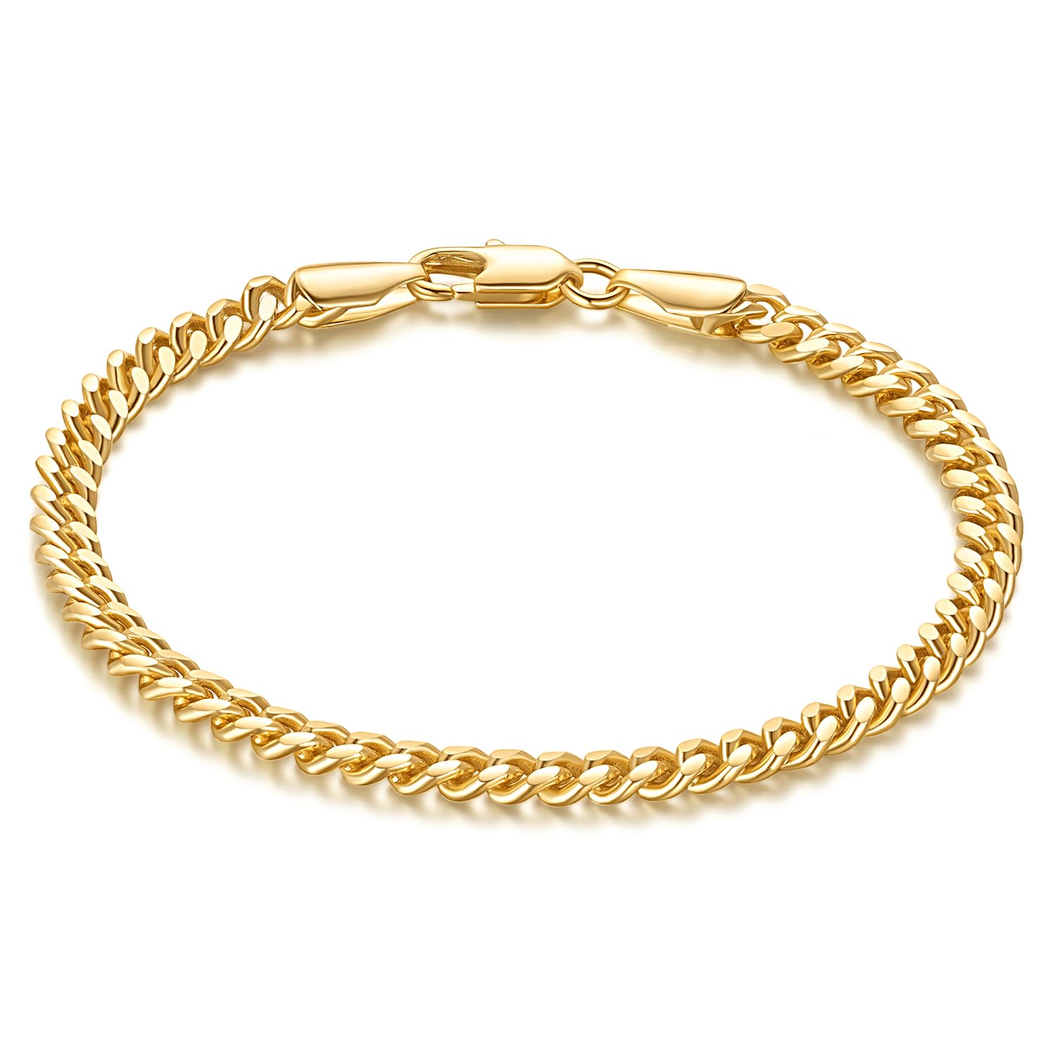 14K Gold Plated Bracelets for Men Cuban Link Chain for Mens Non Tarnish Dainty Charm Bracelet Gift with Lobster Clasp Gold Plated Jewelry 6.5/7/7.5/8/8.5in