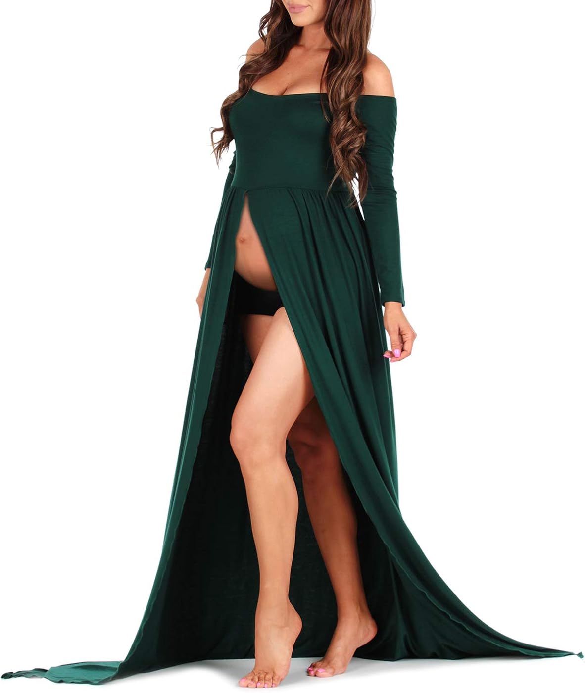 Photography Off Shoulder Maternity Gown for Photo Shoots or Baby Shower at  Women’s Clothing store