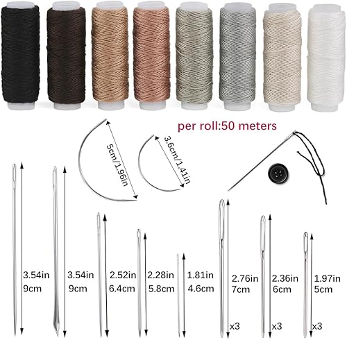 Miniatura 2 de BAGERLA Kit de costura de reparación de tapicería, kit de costura resistente con herramientas de punzón, desgarrador de costura, agujas de costura a