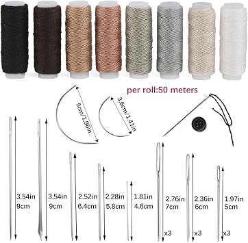 BAGERLA Upholstery Repair Sewing Kit Heavy Duty Sewing Kit with Awl Tools, Seam Ripper, Hand Stitching Needles, Upholstery Thread, Leather Craft Tool for Shoes Sofa Tent Carpet Craft DIY