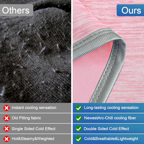 Image of KMUSET Cooling Blanket Throw (50 inchx60 inch), Double Sided Summer Cooling Blankets for Hot Sleepers & Night Sweats, Cool Soft Lightweight Blanket for Beach, Sofa Bed Couch, Gifts for Women Men Peach Pink