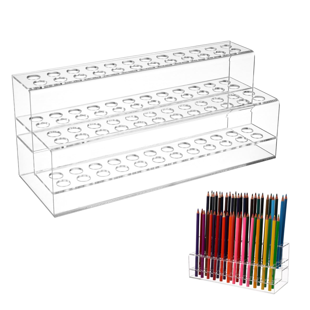 Présentoir à Stylos pour Bureau en Plastique à Fentes Multiples