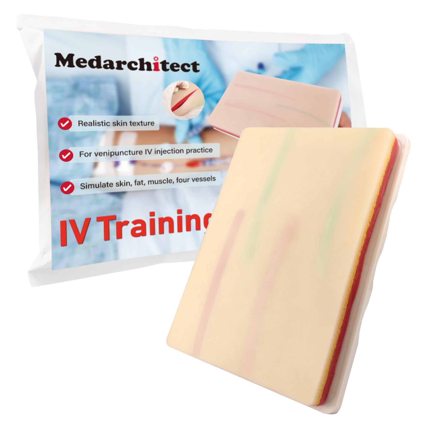 Venipuncture IV model podkładki do treningu injekcyjnego z 4 żyłami i 3 warstwami skóry dla studentów medycyny, lekarzy, pielęgniarek, gabinetów