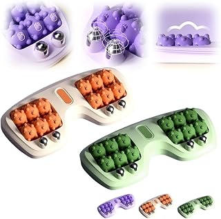 Foot Roller Massager Plantar Fasciitis, Plantar Renew Triple Method Massagers, Acupressure Mats, Portable Double Feet Massage Rollers, Magnetic Pressure Points Tool for Home & Office(Green+Orange)