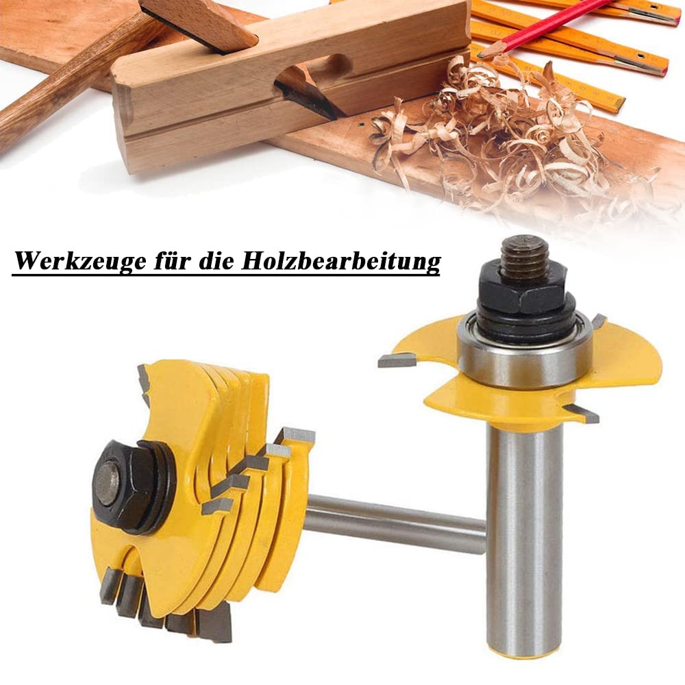 Mesee Lot de 6 fraises à rainurer en T - Tige de 8 mm - Empilables et réglables - Pour machine à graver
