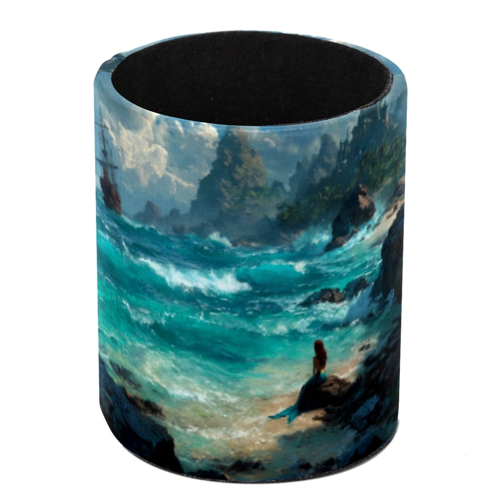 FWJZDSP Mermaid Beach Pencil Cup Pen Organizer Makeup Brush Holder for Office Home Countertop Desk Accessory Storage
