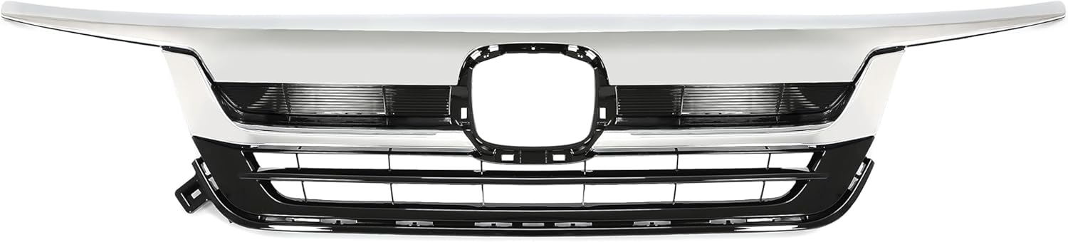 KUAFU Front Grille Compatible with 2019-2022 Honda Pilot Replacement for HO1210158 71150TG7A50 Front Bumper Upper Grille Grill With Chrome Trim Plastic Black+Silvery