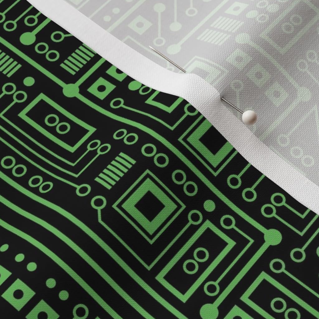 Spoonflower Fabric - Evil Circuit Board Green Robot Nerd Geek Computer Science Tech Stem Printed on Petal Signature Cotton Fabric by The Yard - Sewing Quilting Apparel Crafts Decor