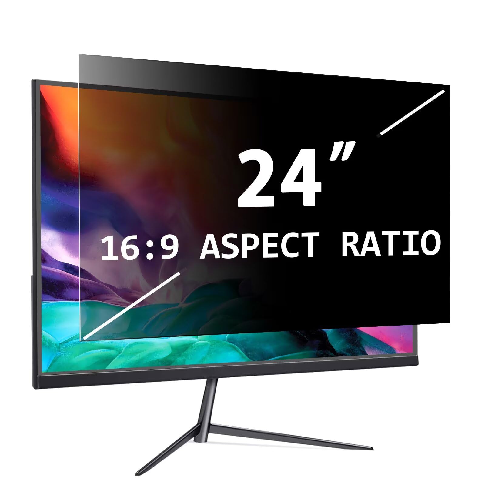 PYS 24 pollici Schermo Filtro Privacy per Monitor di Computer 16:9 Rapporto di Aspetto, Anti Luce Blu Anti-riflesso Rimovibile 24" Privacy Schermo Filtro Protettore Filtro