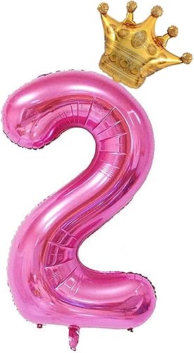 Miniatura 5 de Juego de globos de corona rosa del número 7 de 40 pulgadas, globos de cumpleaños de 7 para mujeres y niñas, globos decorativos de celebración de