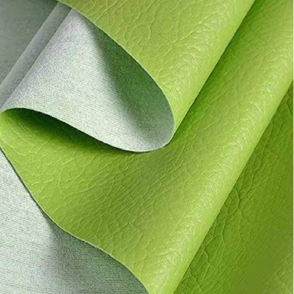 Half Meter (50x137 cm) PVC Textured Faux Leather Grained Leatherette Upholstery Fabric (Light Green)