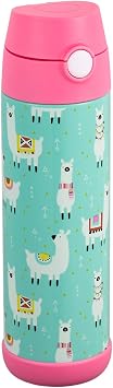 Snug Insulated Kids Water Bottle with Straw & Spout Double-Wall Stainless Steel, Leakproof, Easy-Flip Lid For School, Travel, Toddlers & Big Kids - Llamas, 17oz