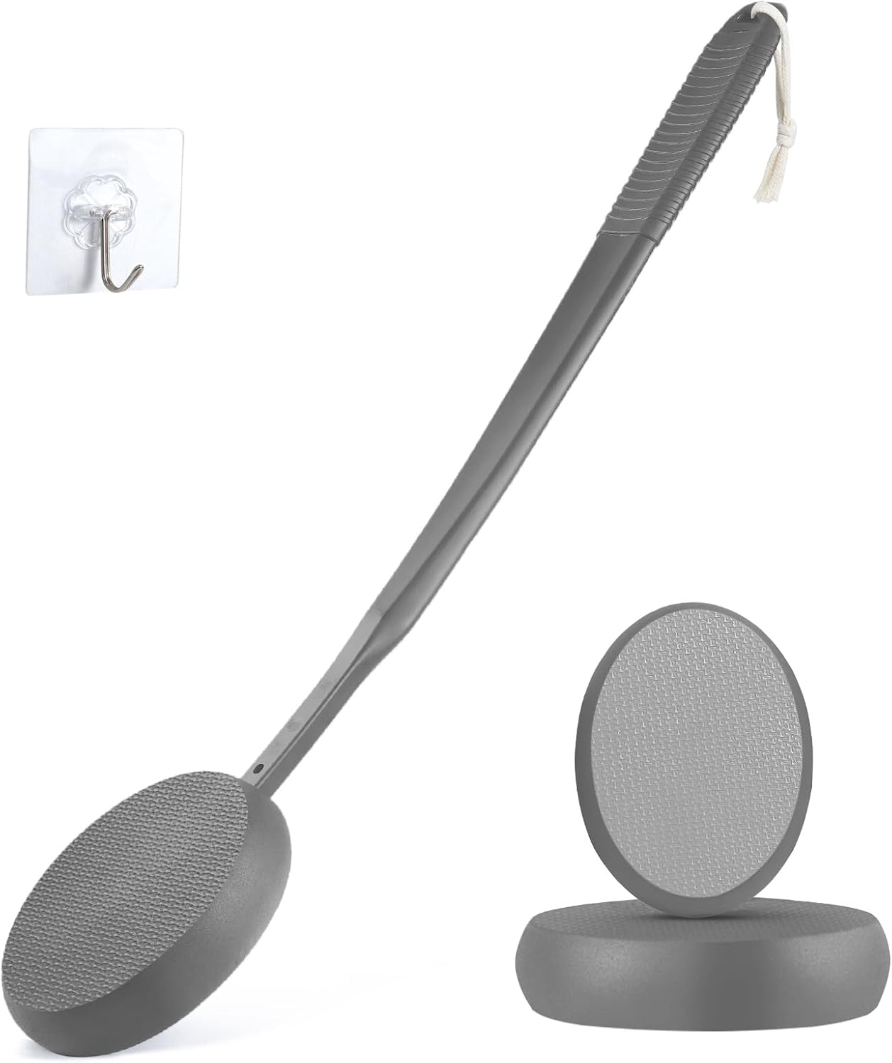 VANZAVANZU 19 Inch Cream Aid for Back Long Handle Back Lotion Applicator Self Tanning Back Applicator Sun Protection Applicator for Men and Women Cream Brush for Elderly People Grey