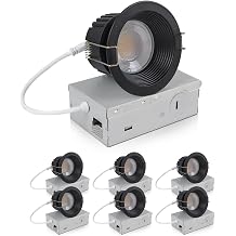 zouzai 3" Anti-Glare LED Recessed Lights, 5CCT, 12W 1260LM, Black 6 Pack