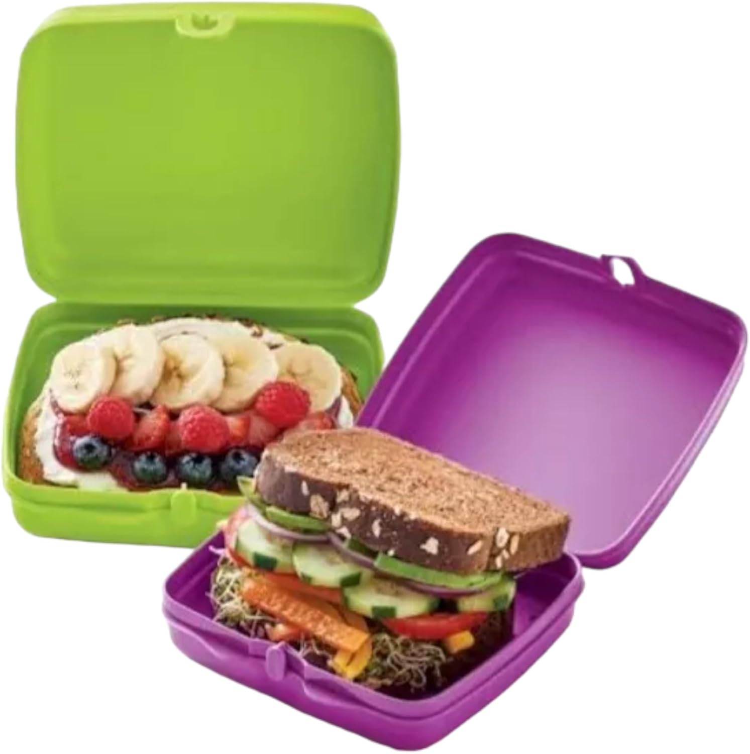 Tupperware Sandwich Keeper Set in Purple and Green