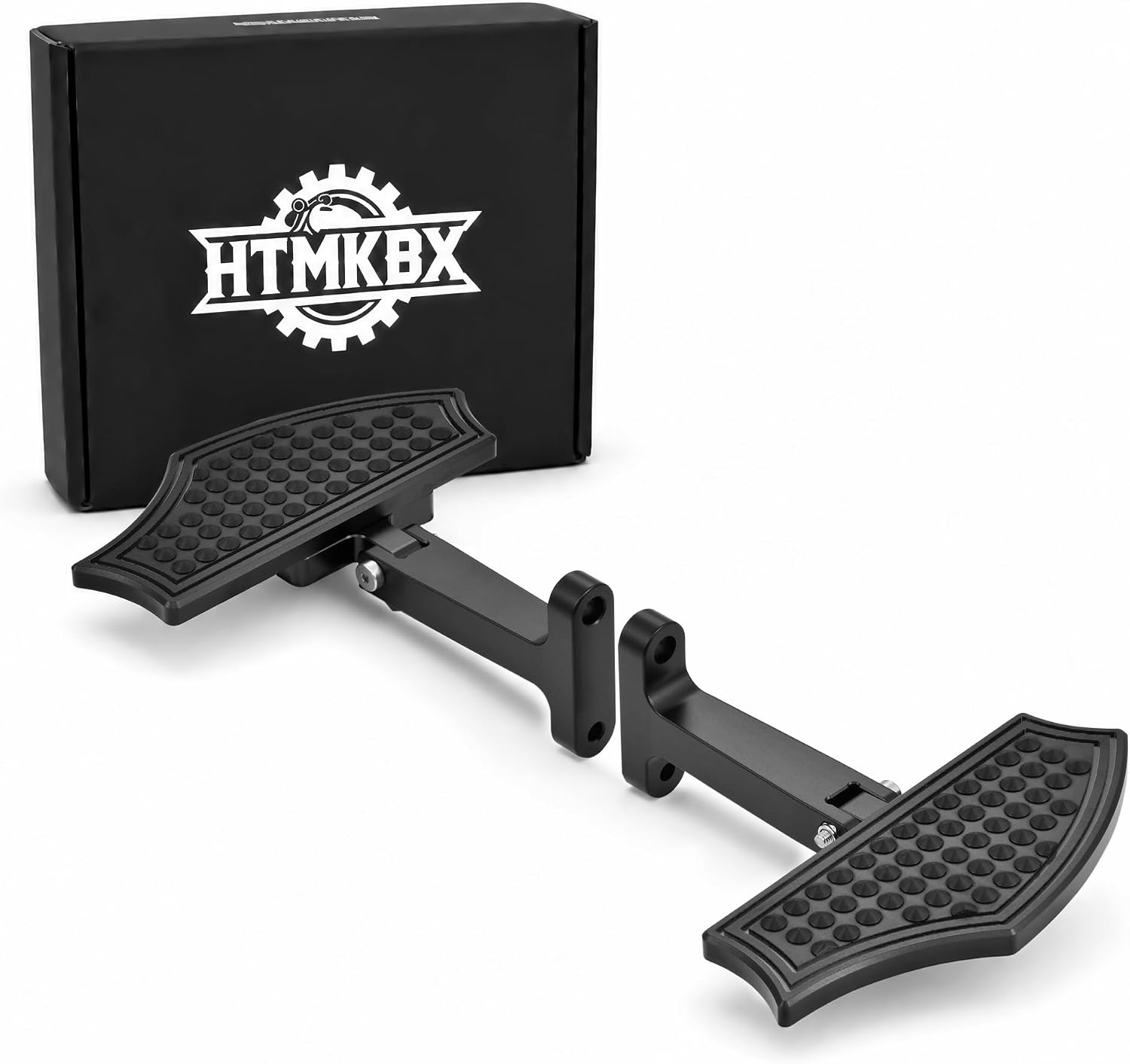 Black Spike Rear Passenger Floorboards, Small Motorcycle Footboards Footrests, 7075 Aluminum Alloy, Fit 1984-Current Harley Touring Street Glide Road Glide Road King Electra Glide Ultra Classic