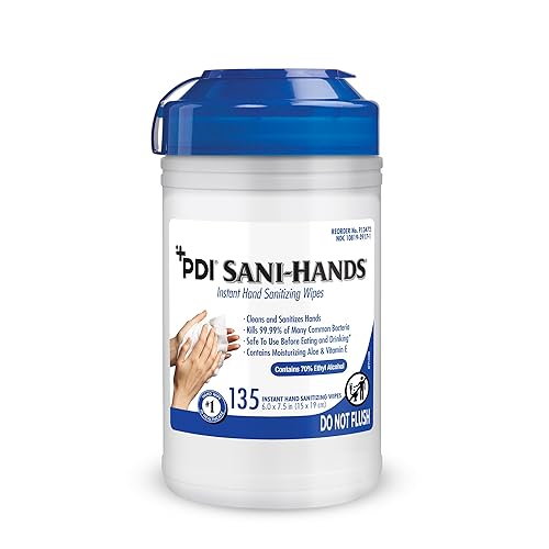 Sani-Hands - Toallitas antibacterianas de desinfectante instantáneo para manos, con aloe y vitamina E, 135 toallitas por recipiente, toallitas de 6