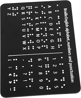 BCOATH Tablero de Aprendizaje Braille para Puntos Números y Puntuación Herramienta Montessori Educativa Táctil para Enseñanza de Ciegos y Principiantes Color Negro