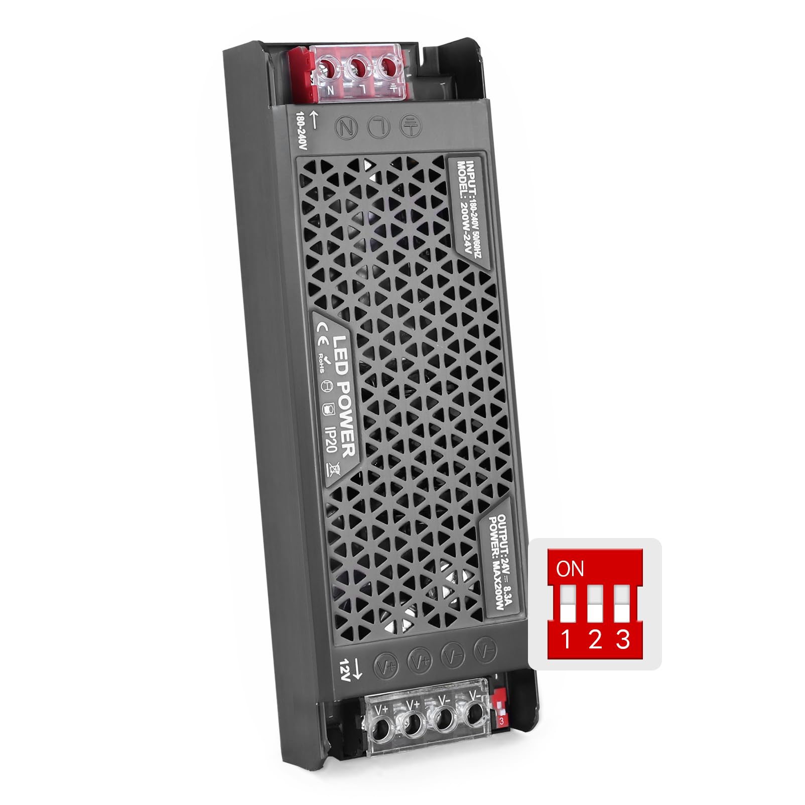 Transformateur LED 220V 24V 200W slim pour ruban intérieur - 8