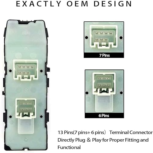 Miniatura 6 de Interruptor de elevalunas eléctrico para el lado del conductor, con 1 solo AUTO, repuesto para Chrysler 200 300 Sebring Dodge Avenger Caliber