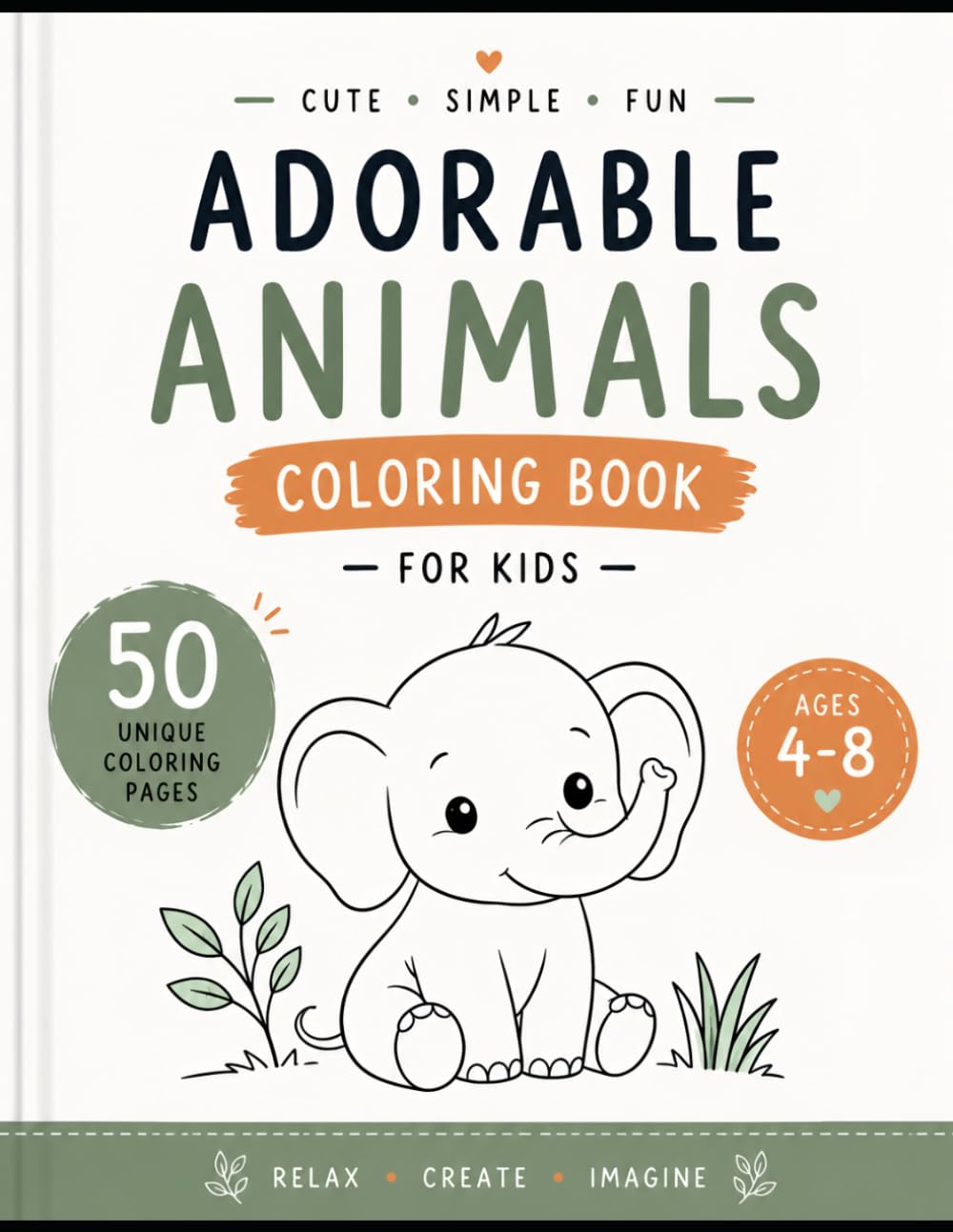 Adorable Animals Colouring Book: For kids Ages 4-8