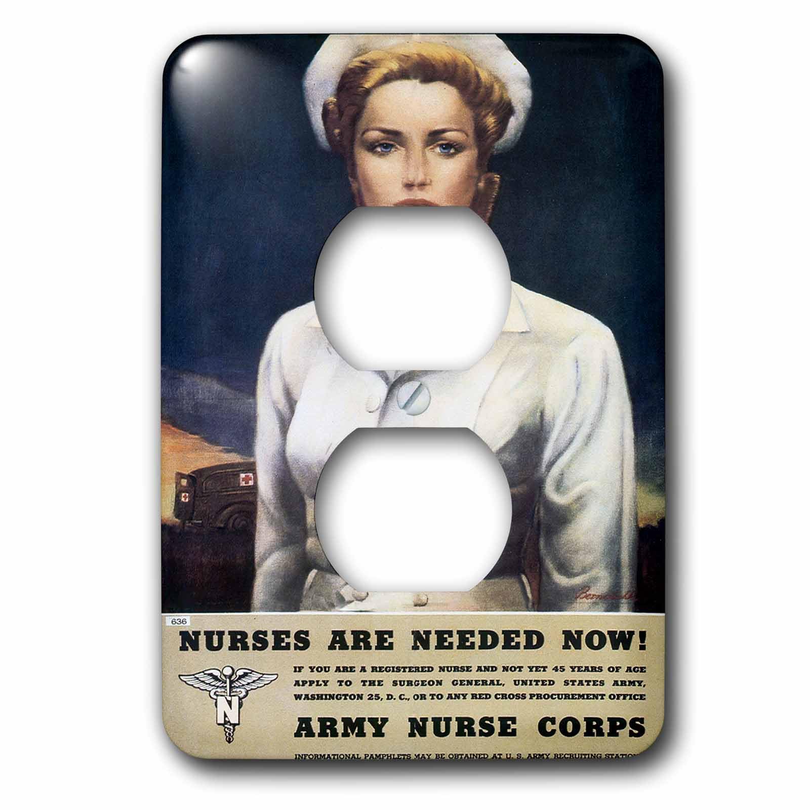 Affiche recrutement infirmières vintage : Plaque commémorative 2 prises de courant pour maison