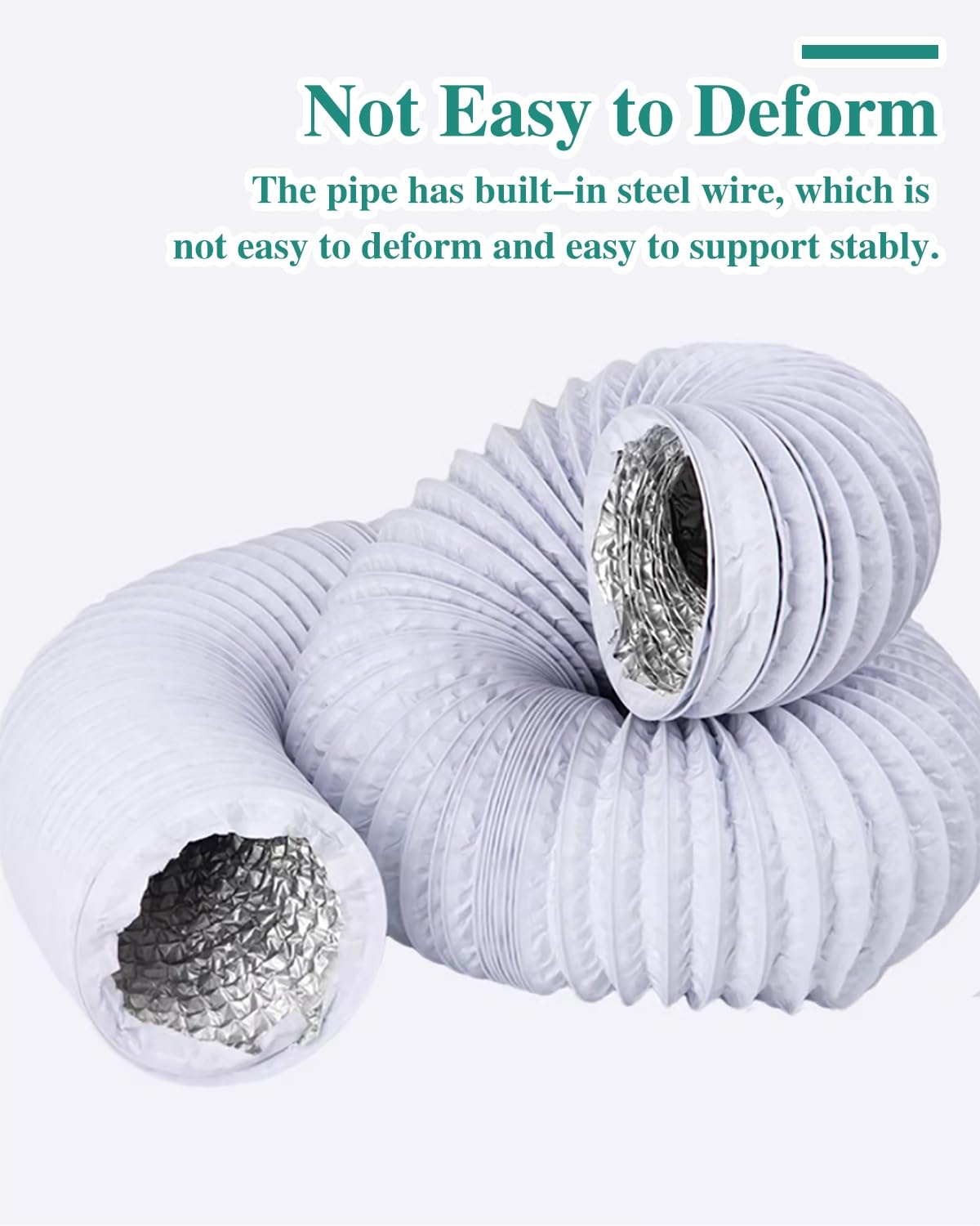 Tubo flessibile di sfiato in alluminio per spazi ristretti, soluzione durevole per ventilatori di ventilazione, ideale per aree lavanderie compatte