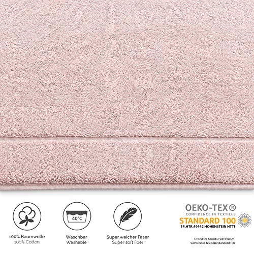 Melunda Badematten 2er Set Hotel Duschvorleger - 50x70 cm Puder - Rahmen- Badteppich Badezimmerteppich, Duschvorleger… – Bild 4