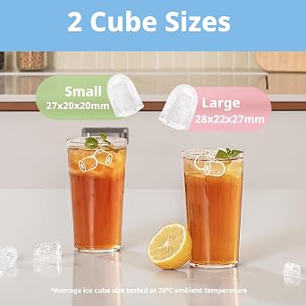 COMFEE' Countertop Ice Maker, 12 kg/24H, Self-Cleaning, RCI12BL1UK(E) | 8 Ice Bullets in 6-9 Min, 2 Bullet Ice Sizes, 1.3 L Water Tank, Includes Ice Scoop & Basket, for Home/Kitchen/Office/Party