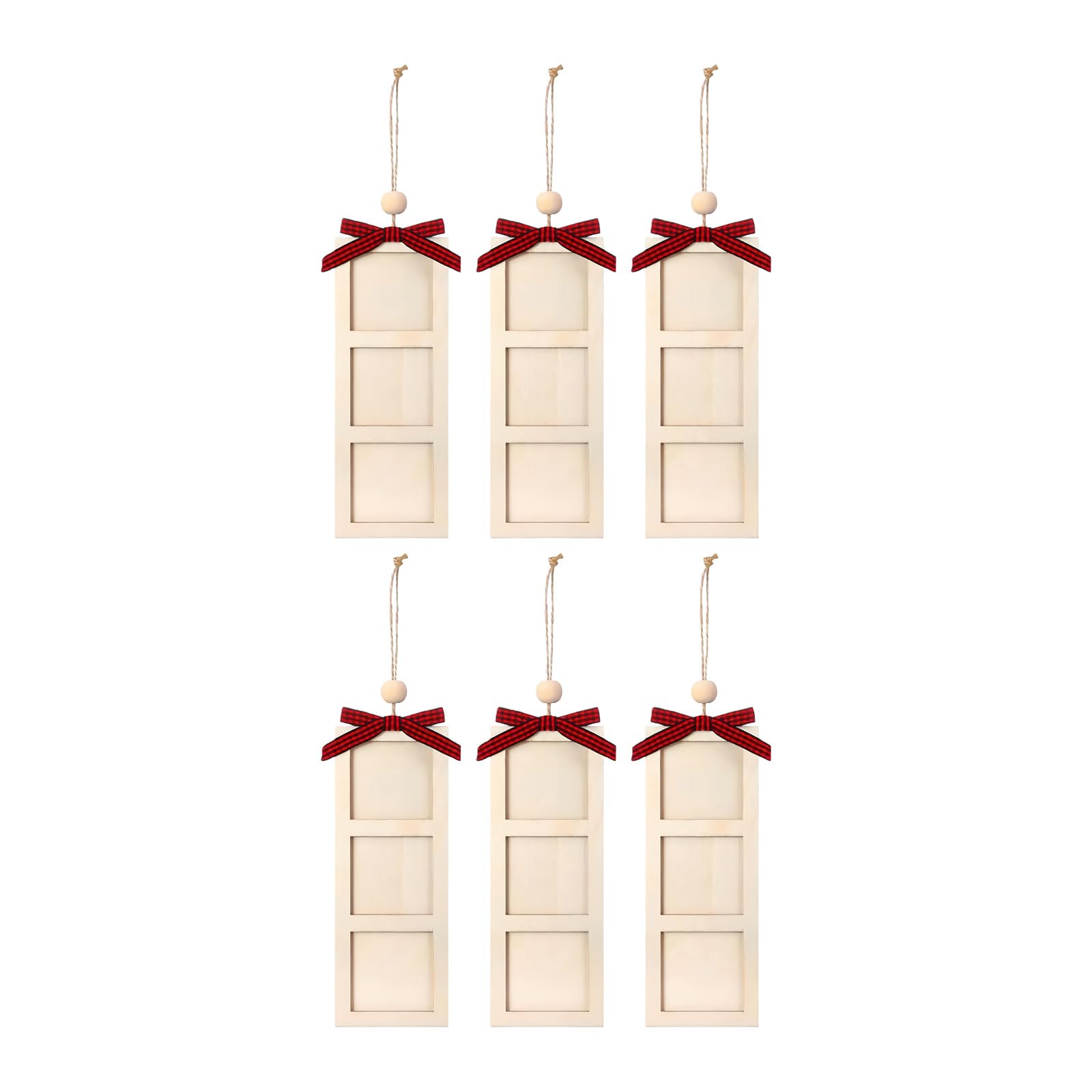 6Pcs Farmhouses Wood Picture Frames Holiday Ornaments for Personalizing Gift Memory on Fireplaces Wall or Christmas Tree Christmas Tree Memory Ornaments
